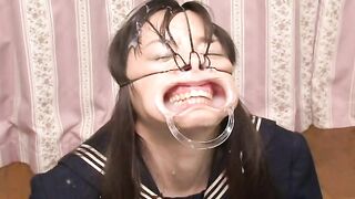 Riku Shiina: Bukkake With Nose Hook